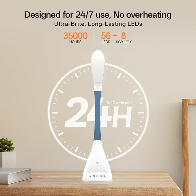 LED Touch Screen Control Desk Lamp, 50 Watt Smart Wireless Fast Charging, 360° Gooseneck Adjustment, 9Amplified Lighting Modes, 5 RGB Scents, Home Office, Reading, Architects Task Lamps