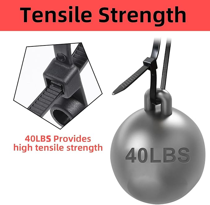 100 PCS Nylon Universal Cable Tie Buckle, Zip Ties With Screw Hole, with 50 PCS Screw Hole 75 lbs Mountable head Cable management Ties for Indoor & Outdoor Use