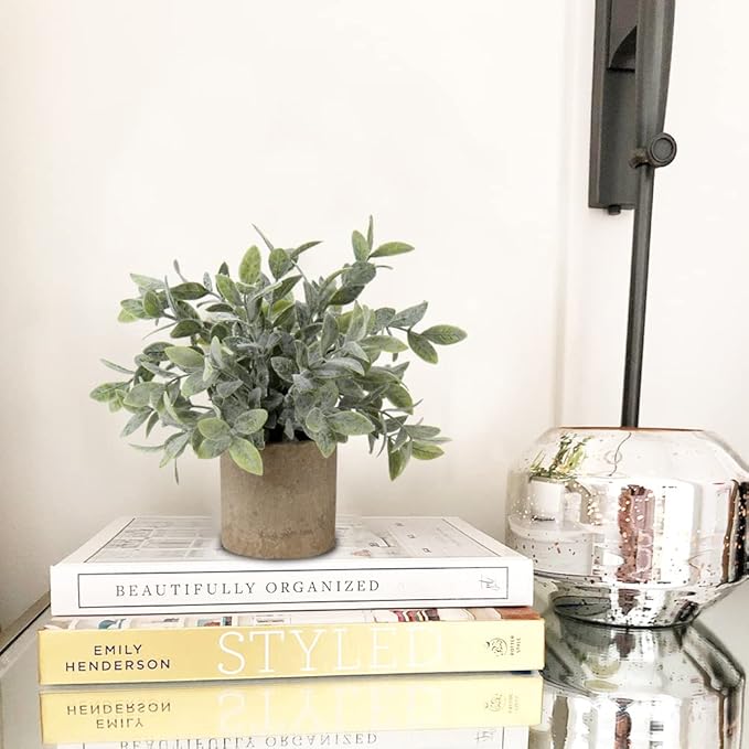 Briful Artificial Potted Plants Set of 3 Small Faux Plant Eucalyptus Mini Fake Plant Decor for Home Table Office Room Desk Bathroom Shelf Kitchen Rustic Farmhouse Mantel Decoration
