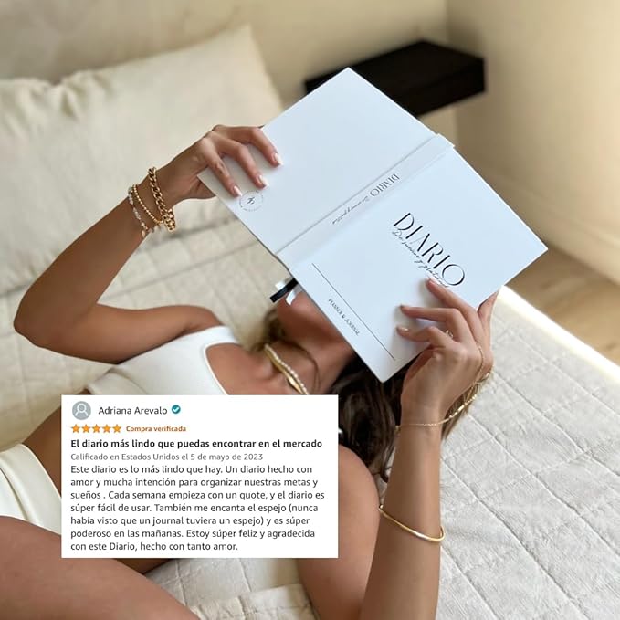 Daily Gratitude Journal & Dreams Planner Undated | For Mindfulness, Purpose & Success | Includes Mirror for Affirmations & Luxury Gift Box (Spanish Edition) – Stay present while achieving your dreams - Diario de Sueños y Gratitud