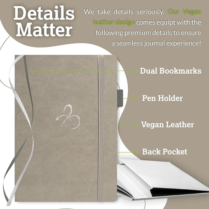 Bright Line Eating Line Journal Notebook, Vegan Leather Journal w/Lay-Flat Binding, Platinum Notebook Journal for Women & Men, Writing Journal, Food Journal, Travel Journal, Fitness Journal w/Stickers