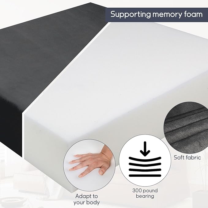 Foam Recliner Chair Cushions Wheelchair Cushions, Non-Slip 4" Thick Supportive Lumbar Support Pillow for Elderly Supportive Seat Cushion with Lumbar Pillow; 20x20x4"+12.8" Backrest Height,Black