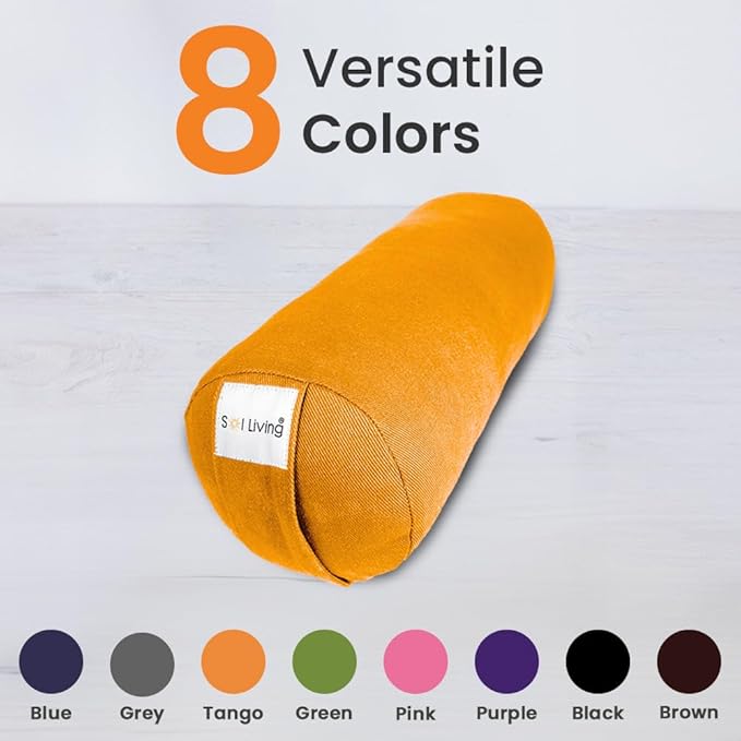 Sol Living Yoga Bolster Pillow for Restorative Meditation - 100% Cotton Cylindrical Cushion with Washable Cover for Balance Support in Asana Poses