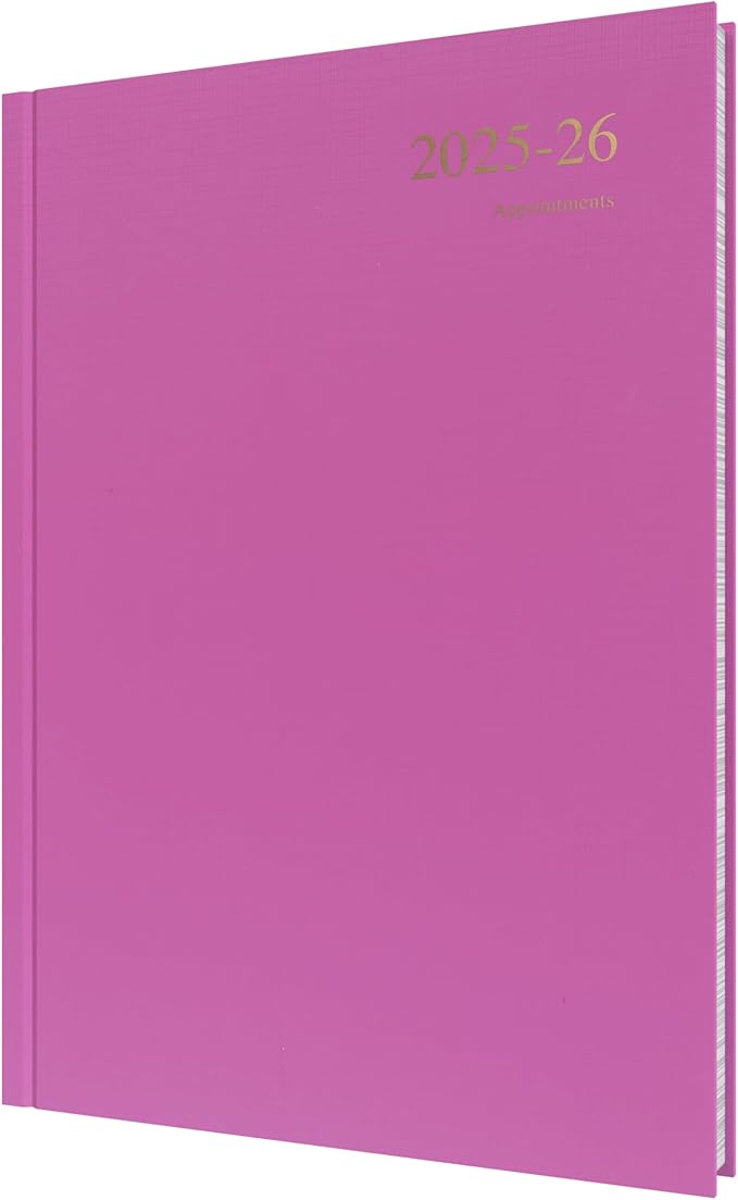 Collins 'Essentials' 12 Month Mid/Academic Year Planner, July 2025-July 2026 - ESSA41M.63-2526 - Day-to-Page Appointments Diary, A4 Hard Cover, Deep Pink