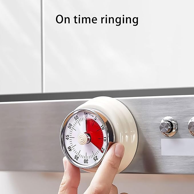 Elegant Stainless Steel Vintage Kitchen Timer with Magnetic Attachment - 60-Minute Countdown & Audible Alarm, Perfect for Cooking, Office Tasks, and Study Sessions (01-red)
