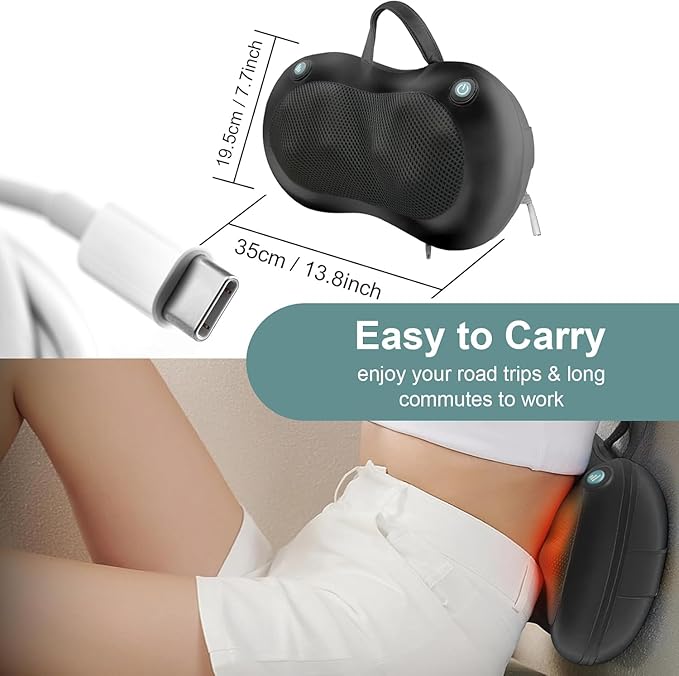 White Elephant Gifts for Adults,Christmas Gifts for Women Men,Shiatsu Neck Back Massager for Pain Relief Deep Tissue,Back Massager Deep Tissue Kneading with Heat,3D Electric Pillow(Black)