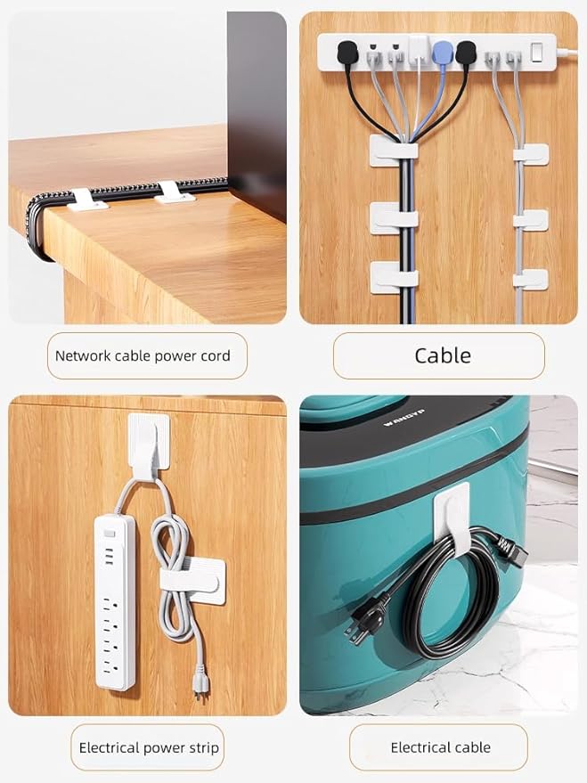 100 Pcs Hook and Loop Cable Straps,Self Adhesive Hook and Loop Cable Ties,Adjustable Cord Organizers for Desk,Reusable Wire Organizers for Cords,Cord Organizer (White)