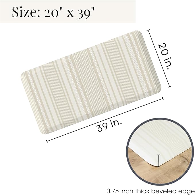 Anti Fatigue Mat by Laurel Lane Co. – Designer Anti Fatigue Mats for Kitchen Floor, Kitchen Mats for Floor, Desk Mat – Cushioned 0.75" Thick – Stain Resistant – Non-Skid Bottom – 20" x 39"