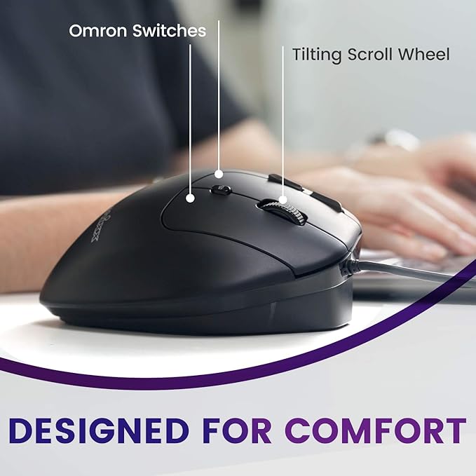 Perixx PERIMICE-520 Wired USB Ergonomic Programmable Trackball Mouse, Adjustable Angle, 8 Button Design, Black (PM-520-11447)