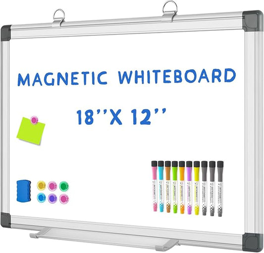 Grtard White Board Dry Erase, 18" x 12" Magnetic Dry Erase Boards, Hanging Magnetic Whiteboard with Marker and Strong Magnets, Dry Erase Board for Wall, White Boards Dry Erase for School, Office, Home