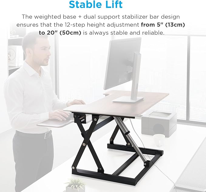 32" Electric Standing Desk Converter, Dyropcurv Series Height Adjustable Computer Desk Ergonomic Home Office Desk for Adults, Sit to Stand Desk with Quiet Motor, Vintage Brown
