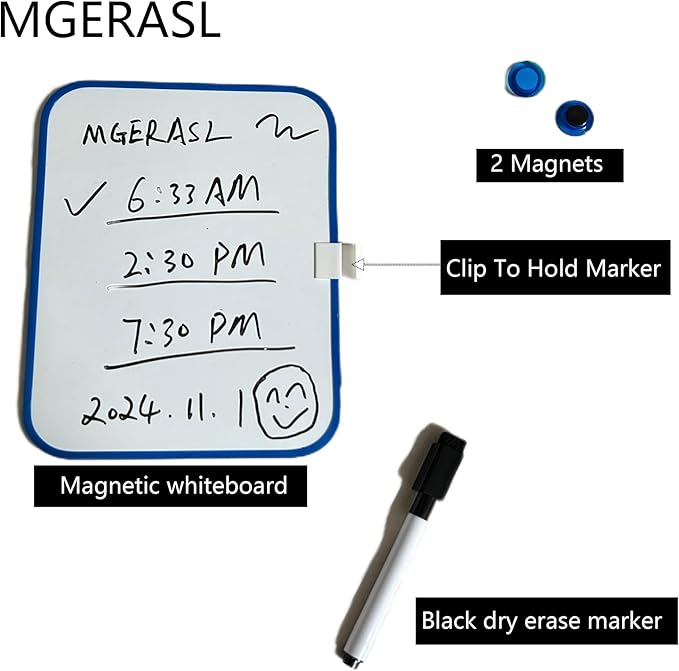 Magnetic Whiteboard, Erasable Notepad, Portable Drawing Board, Teaching Whiteboard, Magnetic Dry Erase Board for Lockers, 6" x 8" with Marker and 2 Magnets (Pink)
