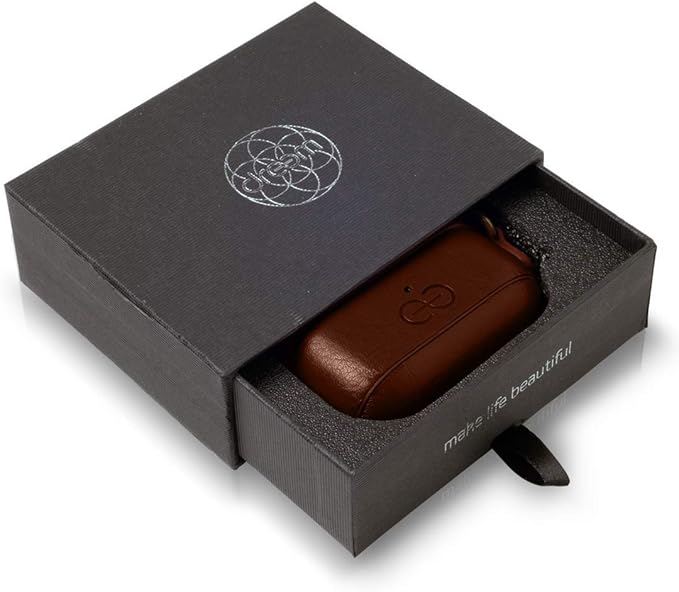 Dreem Om Case Cover with Keychain Clip Compatible with AirPods Pro 2/Pro, Protective One-Piece Hard Shell, Luxury Vegan Leather AirPod Pro Case 2nd/1st Generation with Separate Clip [Coffee]