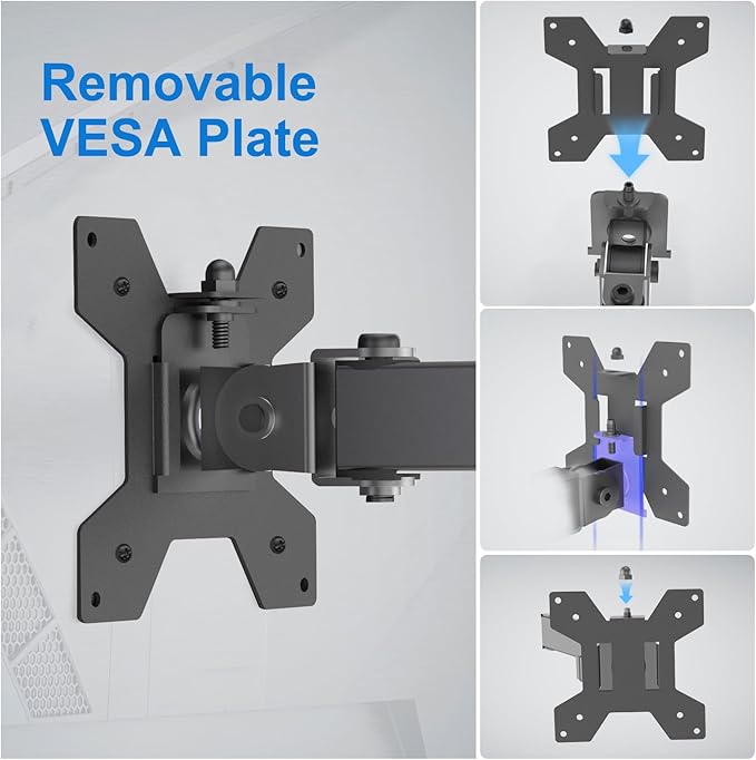 H&C(hcck&Cllassp) Dual Monitor Mount, Monitor Arm with Swivel, Tilt, Rotation, Height Adjustable, VESA Mount for 17-27” Monitors up to 17.6lbs, Desk Mount with C-Clamp, Black