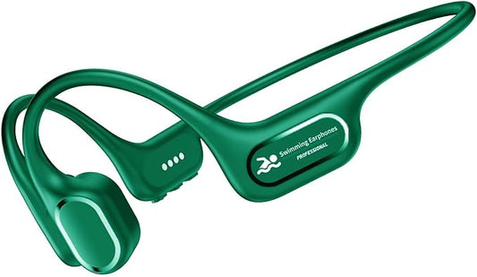 Bone Conduction Swimming Headphones, IP68 Waterproof Earbuds with MP3 Player, Bluetooth 5.4 Open Ear Sport Earphones, Underwater Headphones for Swimming, Running, Cycling (Green)
