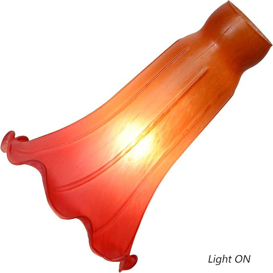 Bieye LS24 Lily Flower Blown Glass Lampshade (Orange Red, Opening I.D. 1.26" x O.D. 1.5")