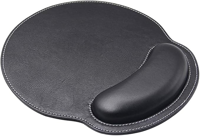 RICHEN Ergonomic PU Leather Mouse Pad with Wrist Support,Comfort Memory Foam,Waterproof Surface，Non- Slip Rubber Base for Computer Laptop & Mac,Lightweight Rest for Home,Office & Travel (Black)