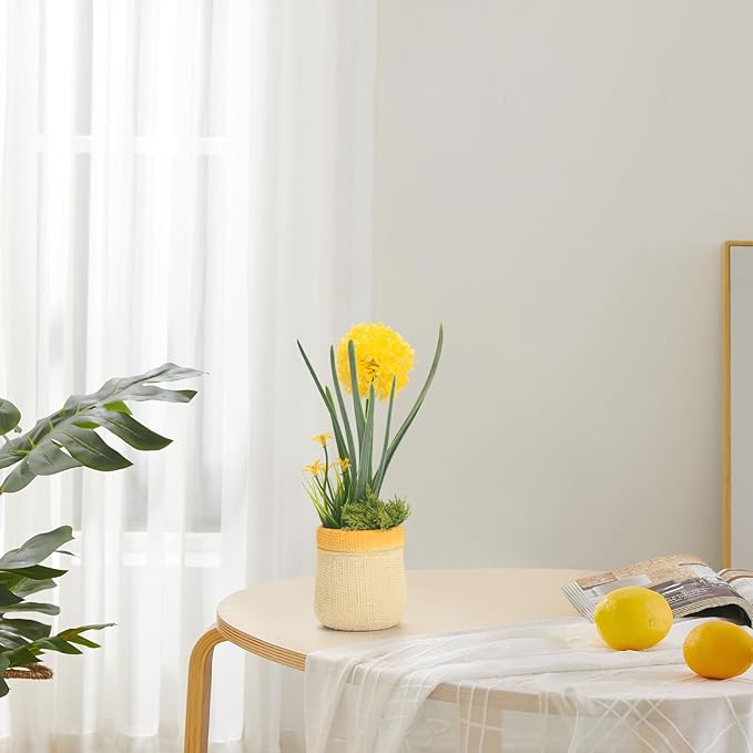 Velener 4PCs Fake Flowers in Vase, Babys Breath Artificial Flowers Indoor, Fake Potted Plants, Hydrangeas, Desk Plants for Home Indoor Bathroom Kitchen Shelf Office Decor(Plastic Vase)