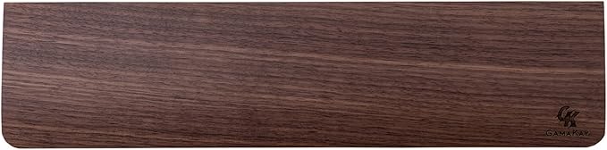 GK GAMAKAY Wooden Wrist Rest Pad, 17.32'' Compact Ergonomic Walnut Wood Hand Wrist Rest for 104 Keys Mechanical Keyboard, Non-Slip Palm Pad for Comfortable Typing and Playing (for 100%)