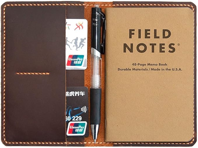 Handmade Leather Cover For 3.5"X5.5" Notebooks,Leather Journal Cover for Field Notes, Gift For Him (Brown)