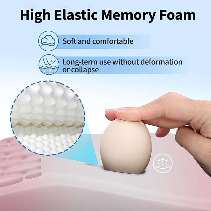 Ergonomic Mouse Pad with Wrist Rest Support, Mousepad with Comfortable Memory Foam Wrist Rest and Non-Slip PU Base for Pain Relief, Computer, Laptop, Office, Home (Gradient Pink)