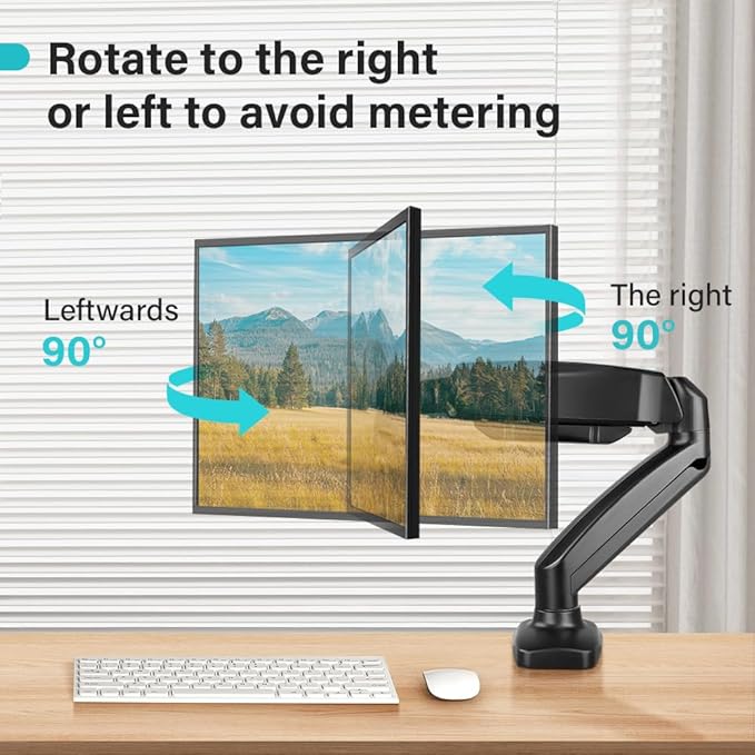 Black Single Monitor Arm Adjustable Stand Monitor Mount up to 32 inches and 17.6 lbs, Computer Desk Mount with Clamp and Grommet Base