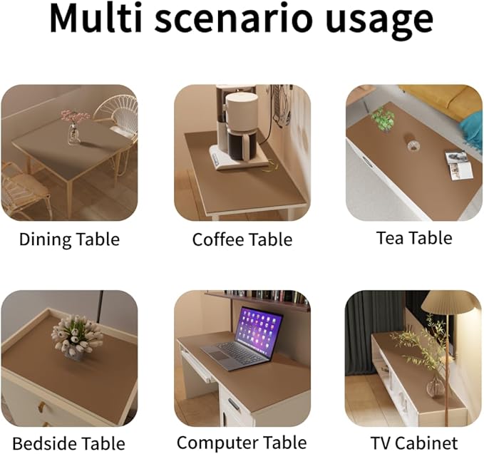 Desk Cover Protector - 24x36 Inch Waterproof Can Cover Up Defects Protect The Surface of Furniture from Scratches Can Be Used for Office Coffee Table Dorm(Mud Color+Champagne Gold 24x36)