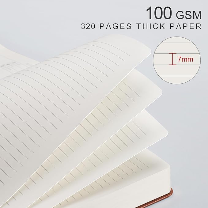 EMSHOI Meeting Notebook for Work with Action Items - 320 Pages B5 Thick Project Planner Agenda Organizer Work Notebook for Women Men Office Business Notes, PU Leather Hardcover, 7.5" x 10", Coffee