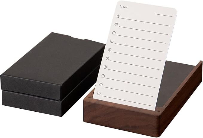 muso wood Daily To Do List Planner with Walnut Stand - 100 To Do List Cards - Undated Daily Planner Notepad for Desk Accessories and Supplies, Enhanced Productivity, Work Office Accessories
