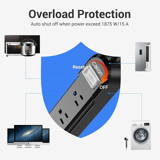 IPX6 Outdoor Power Strip Weatherproof, 25 FT SJT 16AWG Extension Cord 3 Wide Outlets 1875W Overload Protection, Waterproof Surge Protector for for Office, Dorm, Patio, Garden, Home, Christmas Lights