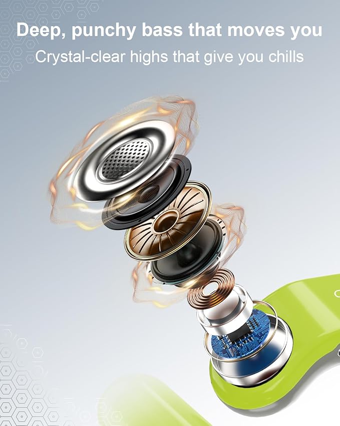 OJW Open Ear Headphones, Unlimited Power Earphones with Case & Replaceable Battery, OWS Bluetooth 5.4 Wireless Headphone with Mic, IPX7 Waterproof Headset for Sports, Compatible with iPhone & Android