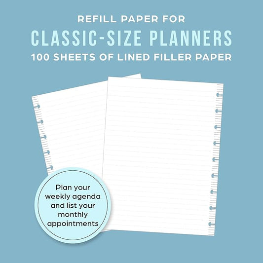 Happy Planner Refill Paper for Planners and Journals, Neutral Daily Notebook Planner Paper, Classic Size, 100 Sheets, 7" x 9 3/4"