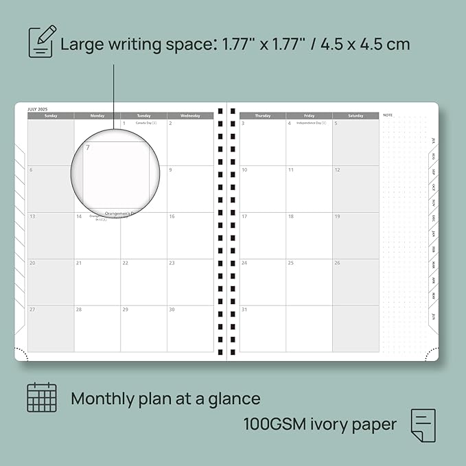 POPRUN Planner 2025-2026 (Large - 8.5'' x 10.5'') Academic Weekly Calendar (July 2025 - June 2026) with Hourly Time Slots, Monthly Tabs, 100GSM Thick Papers, Spiral Leather Cover - Night Sky Blue