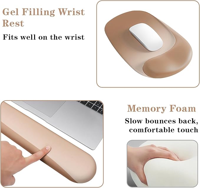 Wrist Rest for Keyboard and Mouse, Ergonomic Gel Computer Keyboard Wrist Rest with Memory Foam, Keyboard Wrist Support Pad for Long Hours of Work, Gaming, Studying-Relieve Wrist Pain