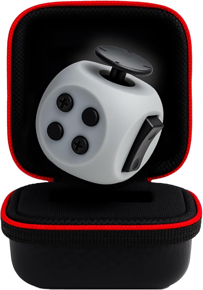 PILPOC theFube Fidget Cube, 6-Sided Stress Relief Infinity Cube for Adults & Kids, Boosts Concentration, Mindfulness Aid, Silent & Audible Modes, Includes Carry Case for Portability (Charcoal)