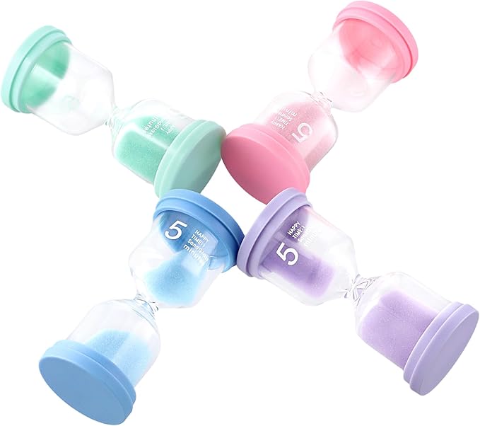 8 PCS 5 Minute Hourglass Timer, Plastic Colorful Hourglass Timer, Small Sand Clock Time for Office Kitchen Decorations