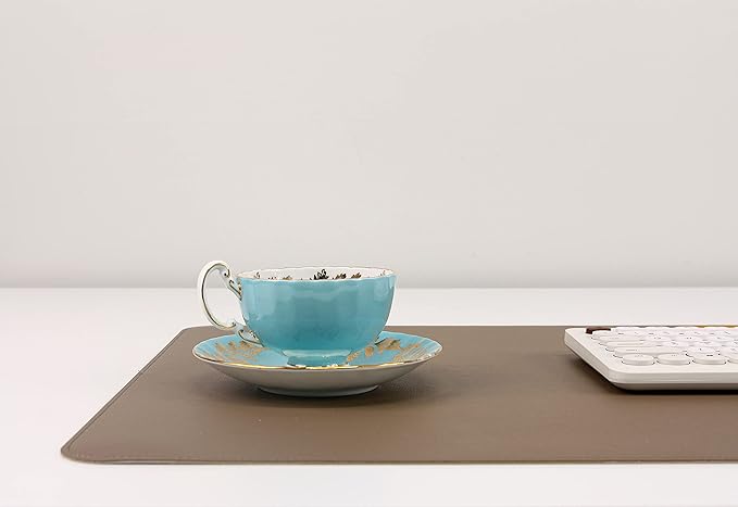 Dual-Sided Leather Desk Pad,Blotter for Laptop Computer,Mouse Pad,Writing,Drawing,Arts and Craft Mat (17"x24", Khaki)