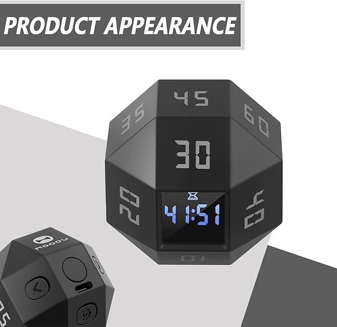 Compact Flip Timer with Small Screen & Three Alert Modes (Sound, Vibration, Silent) – Ideal for Classrooms, Cooking, Baking, and Studying (Grayish White)