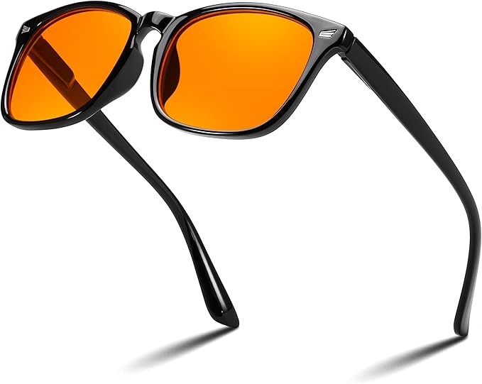 FEISEDY Orange Blue Light Blocking Glasses for Woman Men Amber Lenses Computer Gaming Glasses for Better Sleep