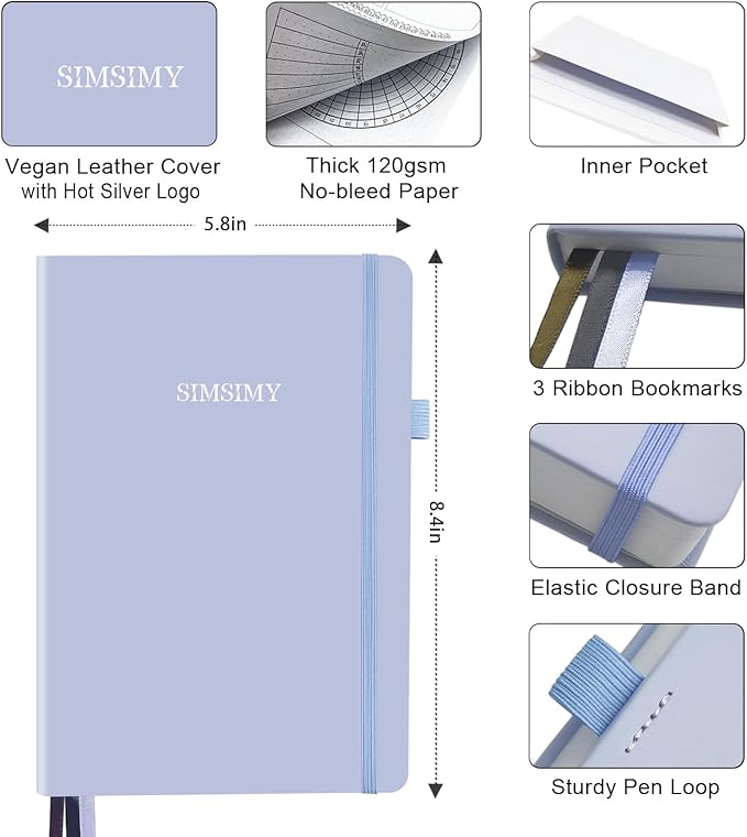 Premade Bullet Dotted Journal with Undated Weekly Monthly Planner, Pre-made Dot Grid Journaling Aesthetic Notebook for Goals Gratitude Budget Exercise Habits Mood Sleep Tracker - 12 Month