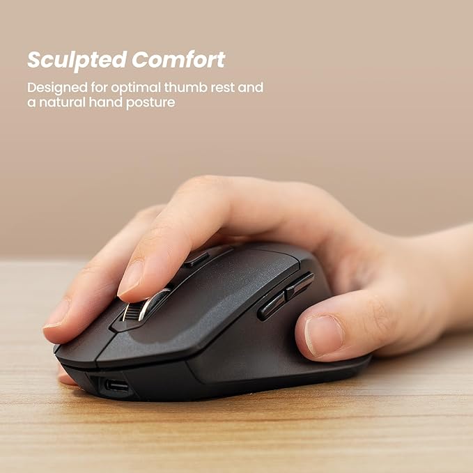 Nulea KM75 Advanced Ergonomic Wireless Keyboard and Mouse Combo, Comfortable Natural Typing, Palm Rest, Multi-Device (Bluetooth, 2.4G, Wired), Rechargeable, for Multi-OS, Windows, Mac, Android(Black)