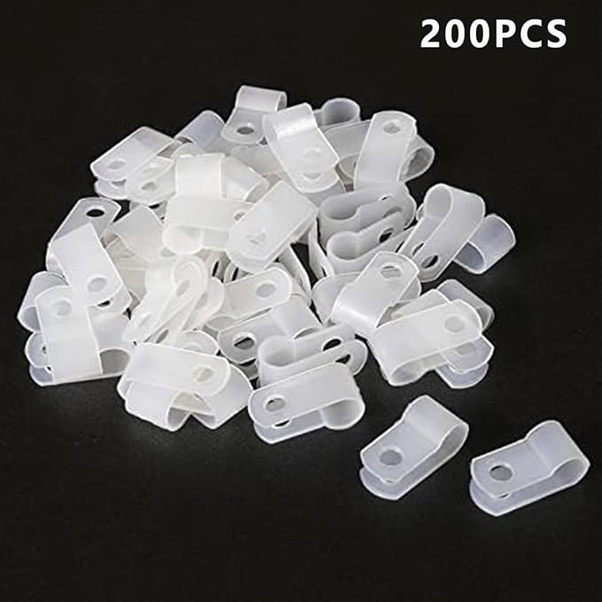 100PCS White Nylon R-Type Cable Clamp 5/8 Inch Cable Organizer Assortment Kit for Wire Management