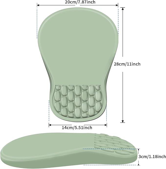 Ergonomic Mouse Pad with Wrist Rest Support, Mousepad with Comfortable Memory Foam Wrist Rest and Non-Slip PU Base for Pain Relief, Computer, Laptop, Office, Home (Green)