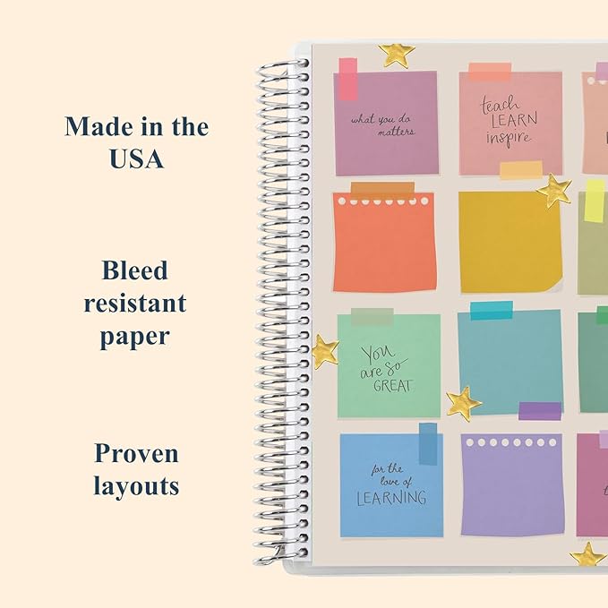 Erin Condren 8.5" x 11” Dot Grid Spiral Notebook, 5mm Dotted Layout with 80 Lb. Paper, Motivation Notes Cover, 160 Dot Grid Notebook Pages, Platinum Coil, Stickers Included