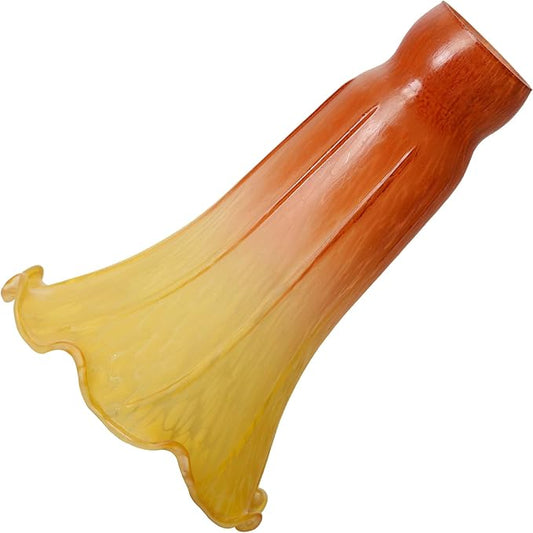 Bieye LS25 Lily Flower Blown Glass Lampshade (Orange Yellow, Opening I.D. 1.26" x O.D. 1.5")