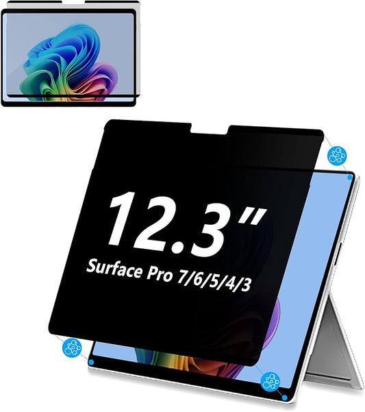Megoo Privacy Screen Protector for Surface Pro 7/6/5/4/3 12.3 Inch, Anti-Spy, Anti-Glare, Blue Light & UV Blocking, Magnetic Nano Technology, Removable Design
