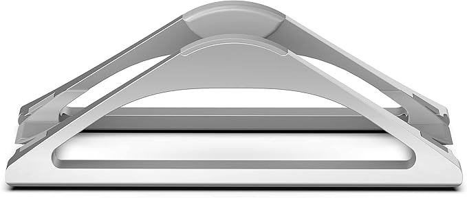 HumanCentric Vertical Laptop Stand for Desks in Silver Color, Upright Adjustable Holder to Dock Apple MacBook, MacBook Pro, and Other Laptops to Organize Work & Home Office, Automatic Grip