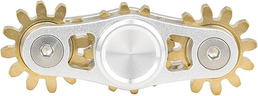 FREELOVE Gear Metal Fidget Spinner Toys for Adults, Small Mini Tiny Pockget Figette, Bike Chain, Copper Brass Hands Gyro, Quiet Silent Cool Cube for Anxiety Men (3 Gears Linkage, Black-Brass)