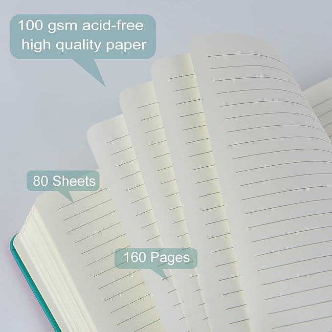 Coopay 6 Pack A5 Journal Notebooks Bulk, 160 Pages, 100GSM Thick Paper, 8.3 x 5.5 inch Hardcover Lined Leather Journals for Writing Office School Business Work Men Women (Black/Brown/Green)