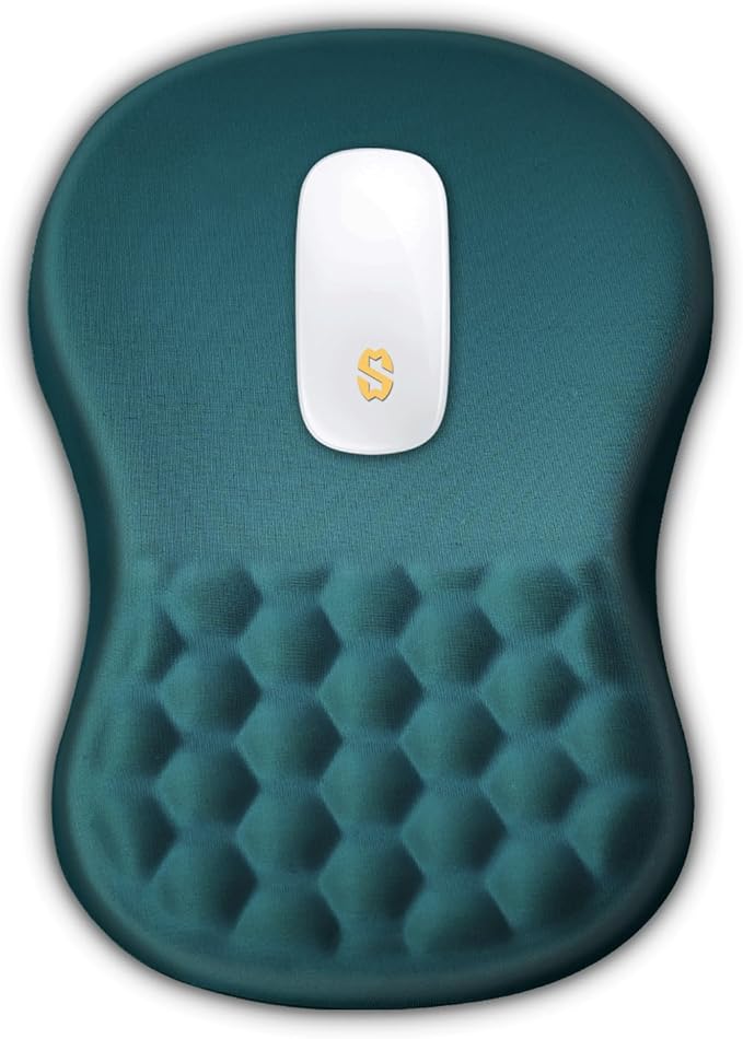 Ergonomic Wrist Rest Mouse Pad with Massage Design, Non-Slip Memory Foam, Relief for Carpal Tunnel Pain, Green